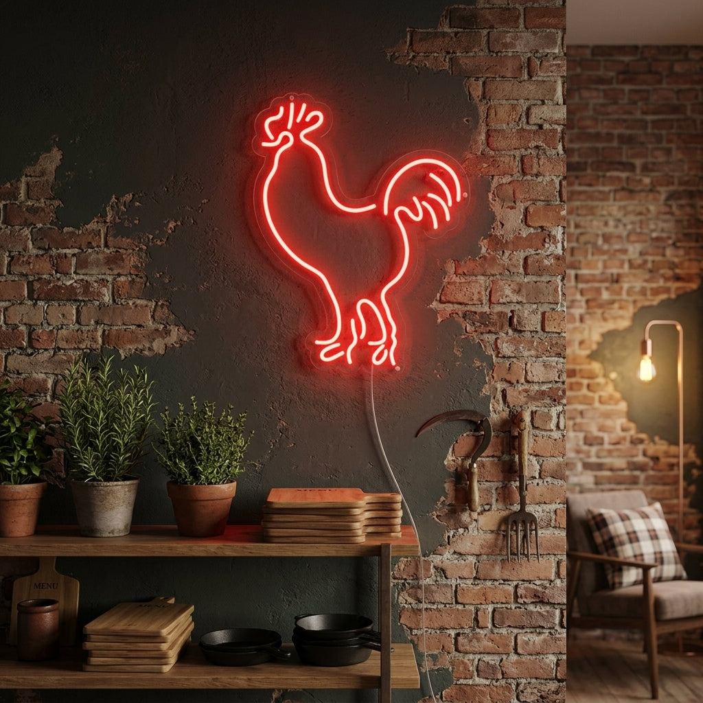 "Gallo, Pollo, Pollame" Insegna al neon