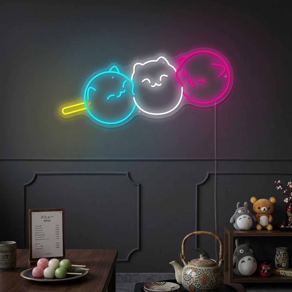 "Dango giapponese Kawaii Dango gatto" Insegna al neon