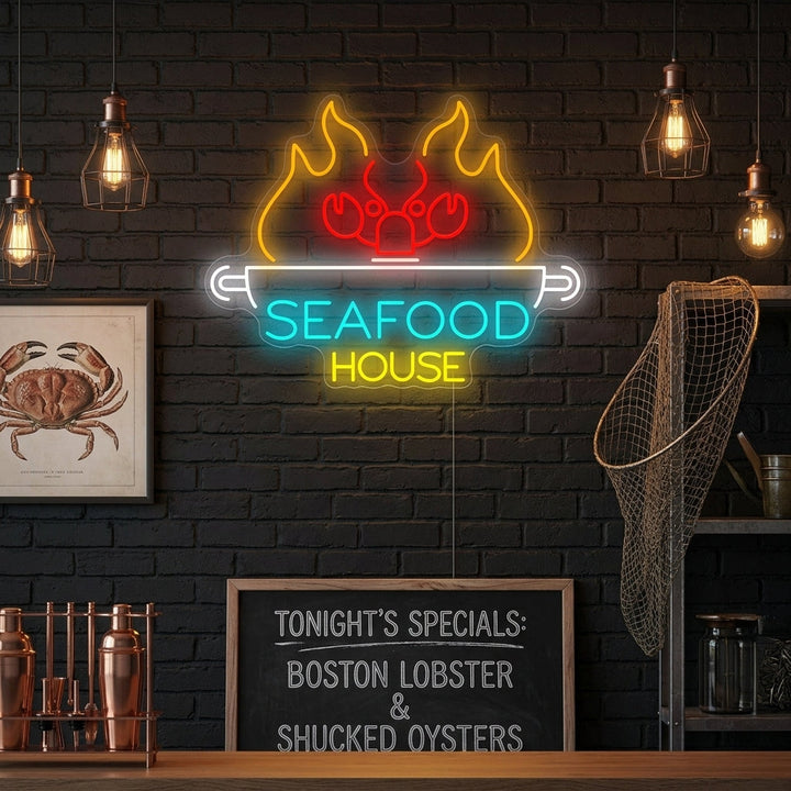 "Seafood House" Insegna al neon