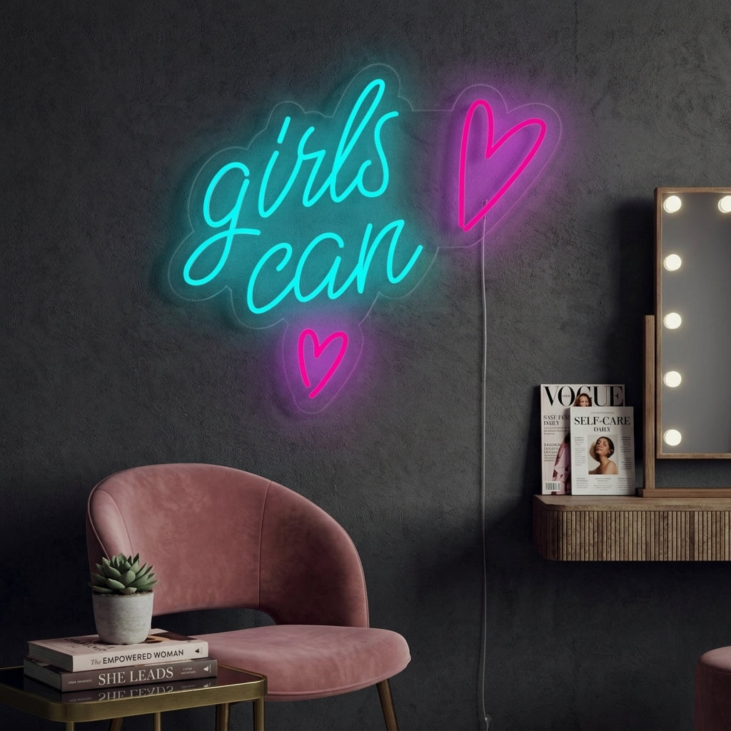 "Girls Can" Insegna al neon