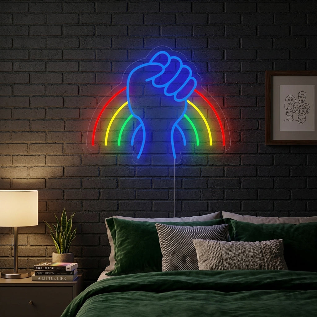 "Bandiera Arcobaleno Lgbt Pride Unica" Insegna al neon