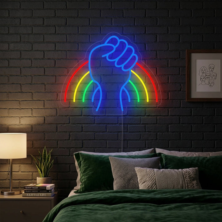 "Bandiera Arcobaleno Lgbt Pride Unica" Insegna al neon