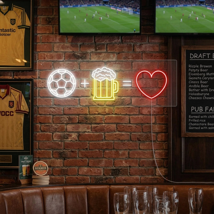 "Calcio Birra Cuore" Insegna al neon