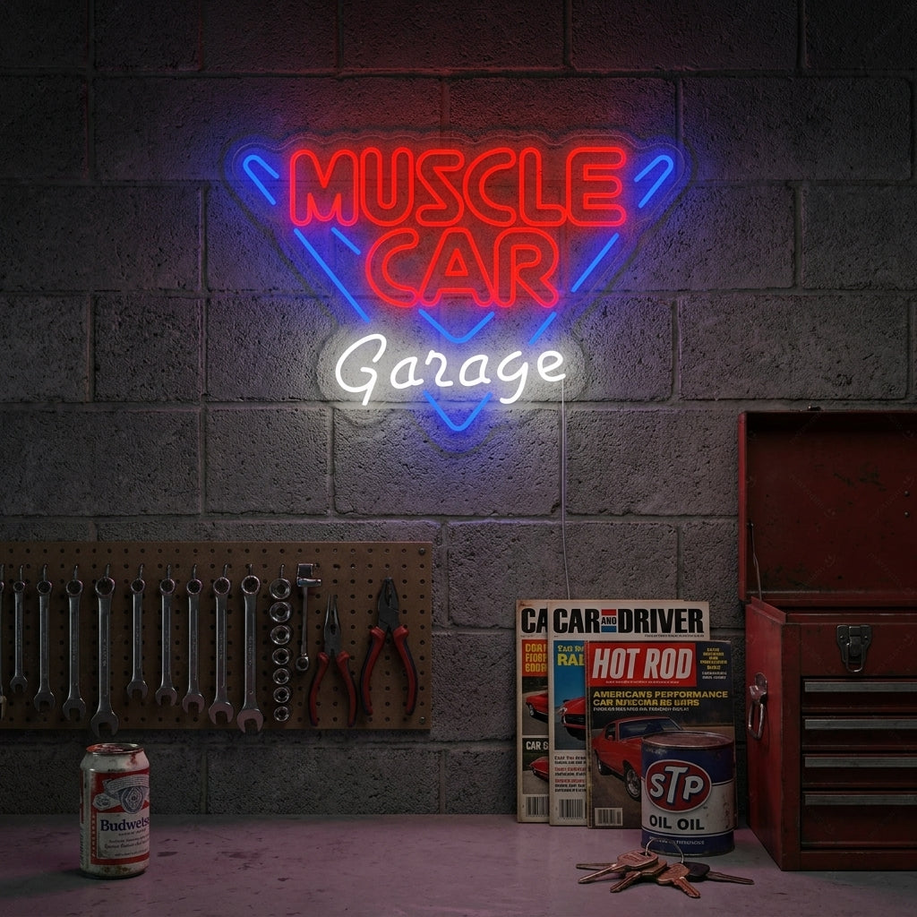 "Muscle Car Garage" Insegna al neon