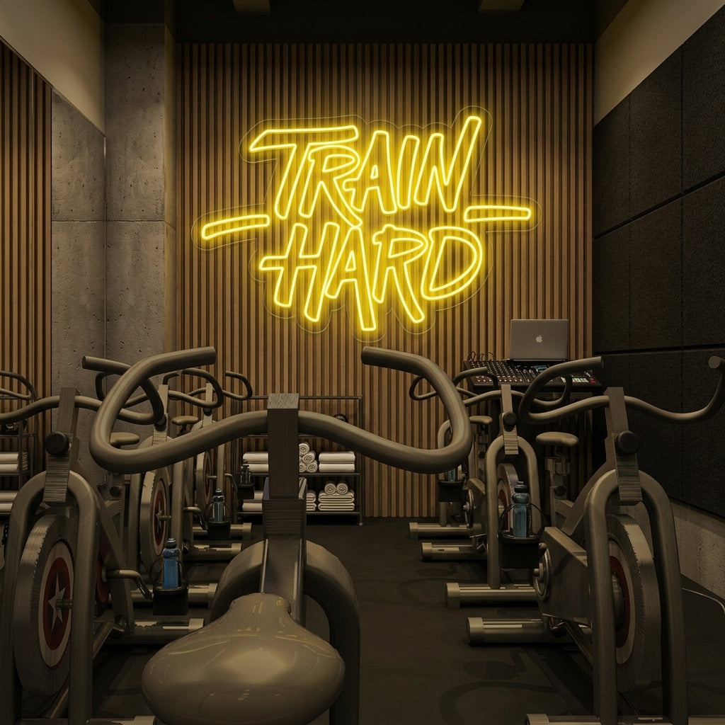 "Train Hard, Decorazioni Per La Palestra, Citazioni Per La Palestra, Citazioni Per Il Fitness, Citazioni Per L'Allenamento" Insegna al neon