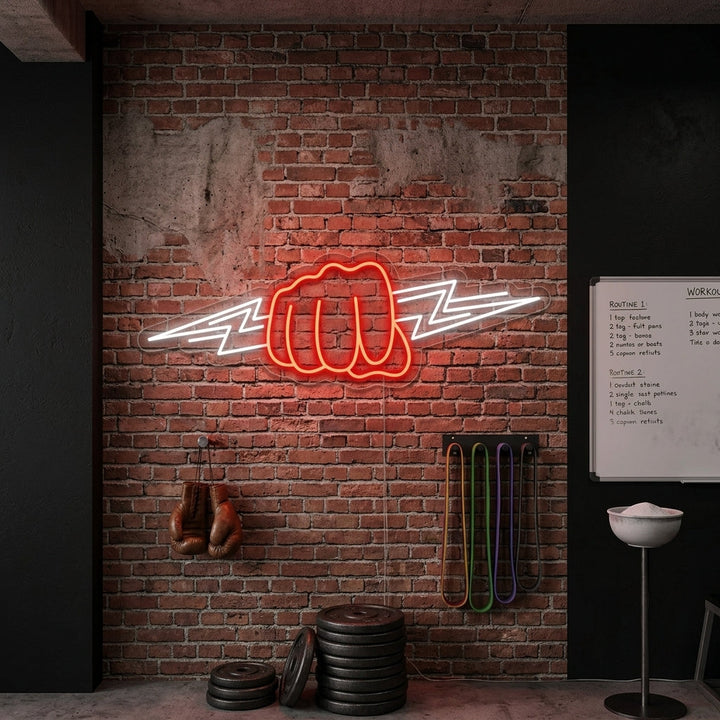 "Pugno Fulmineo" Insegna al neon