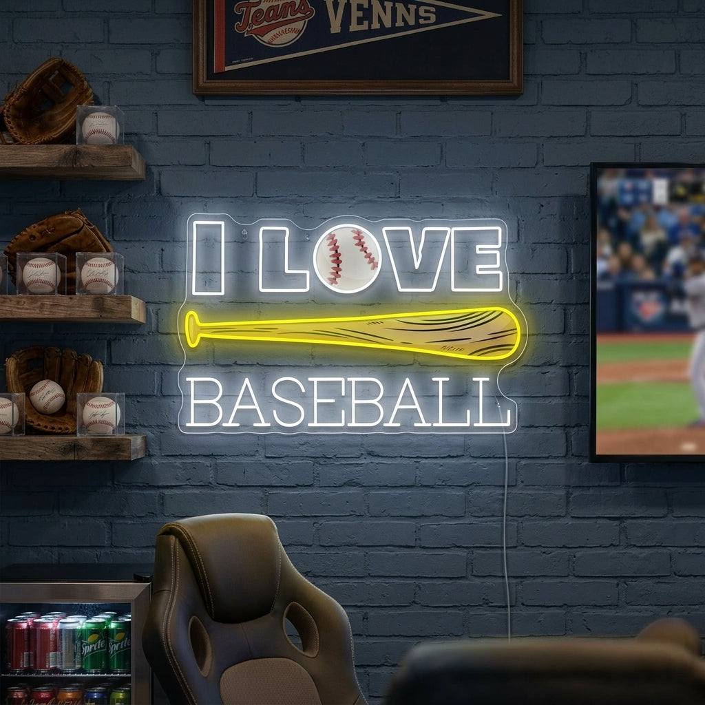 "I Love Baseball" Insegna al neon
