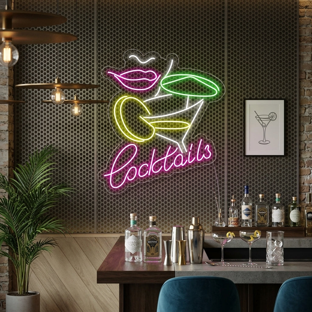 "Gin Tonic Cocktail Donna Bar" Insegna al neon