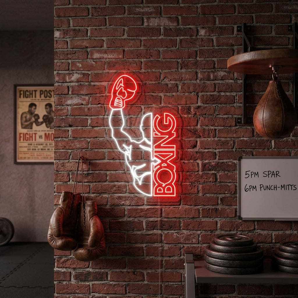 "Boxing, Uomo" Insegna al neon