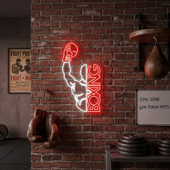 "Boxing, Uomo" Insegna al neon