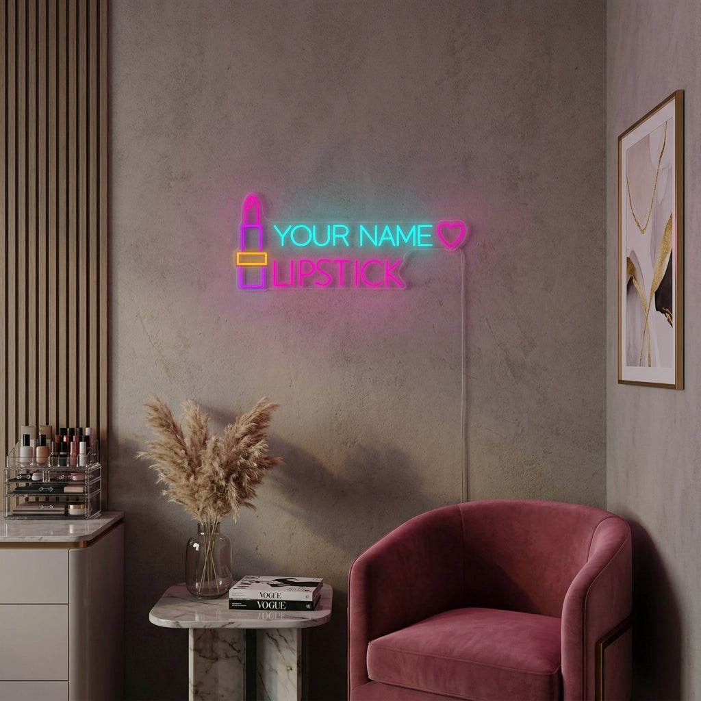 "Testo Personalizzato Rossetto" Insegna al neon