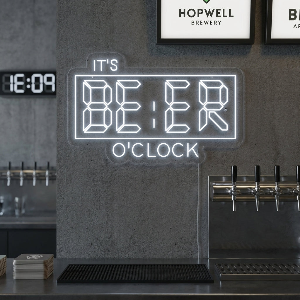 "Its Beer Oclock Bar" Insegna al neon