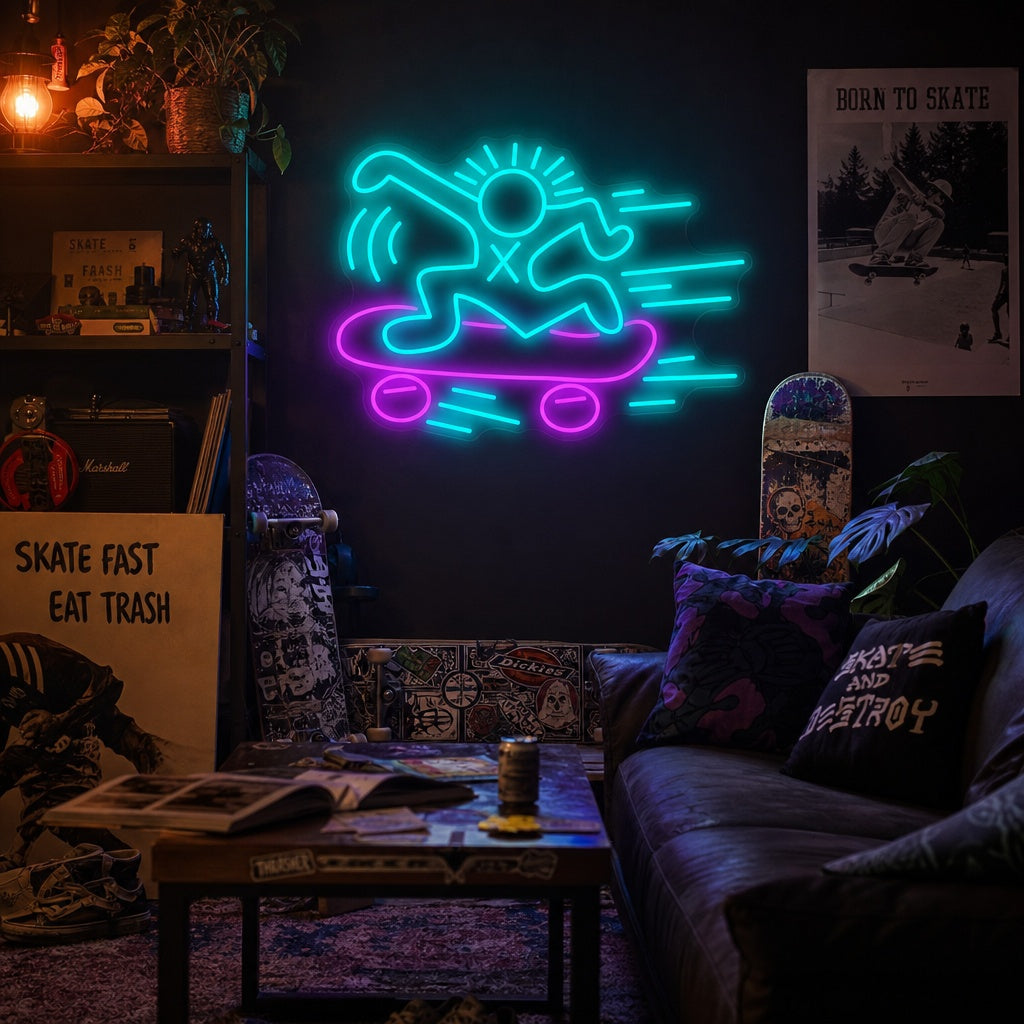 "Skateboard Kh" Insegna al neon