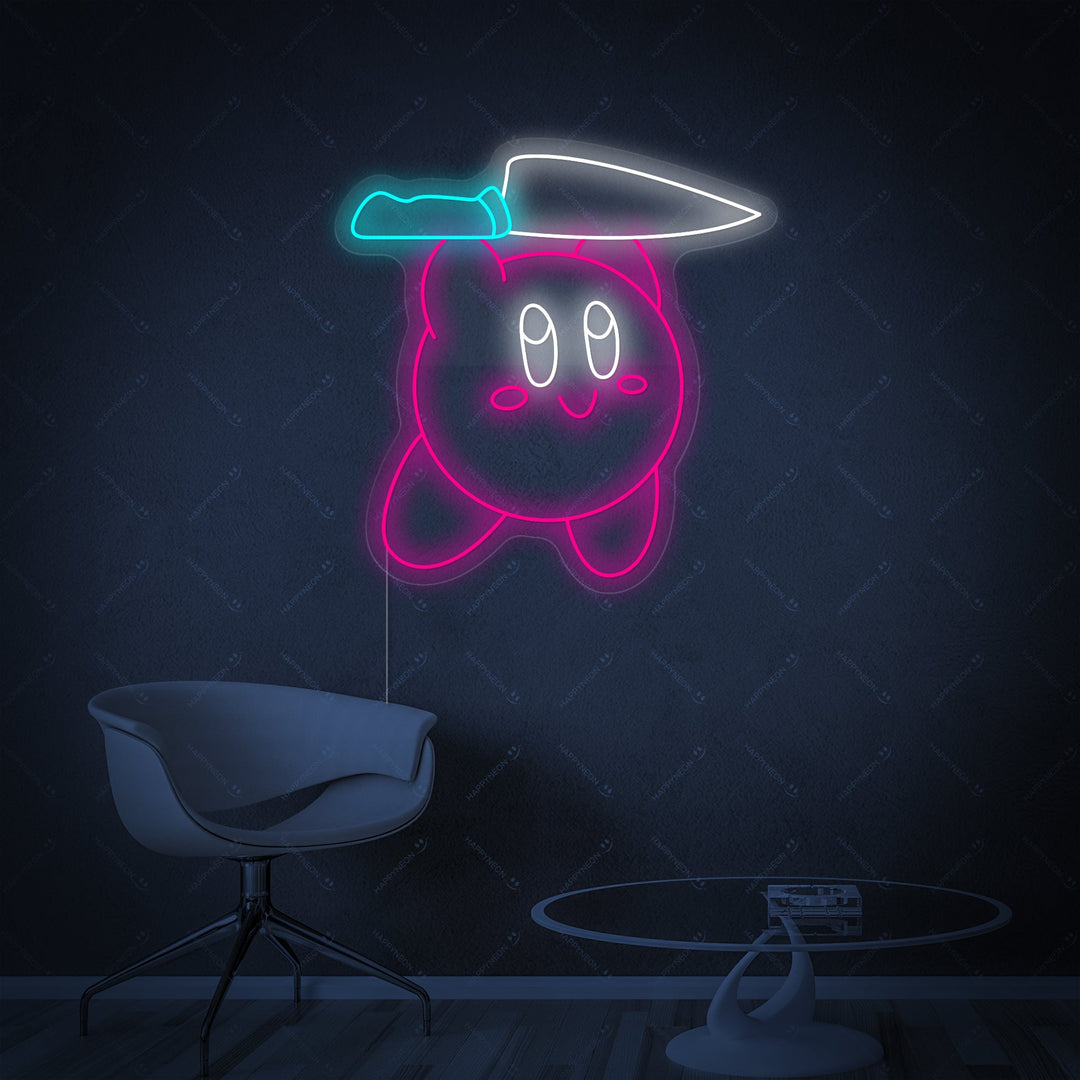 "Kirby con un coltello" Insegna al neon