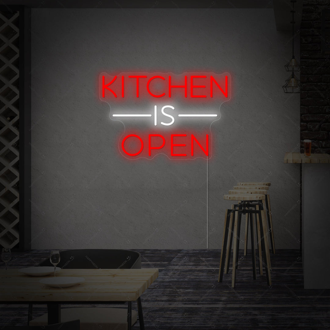 "Kitchen Is Open" Insegna al neon