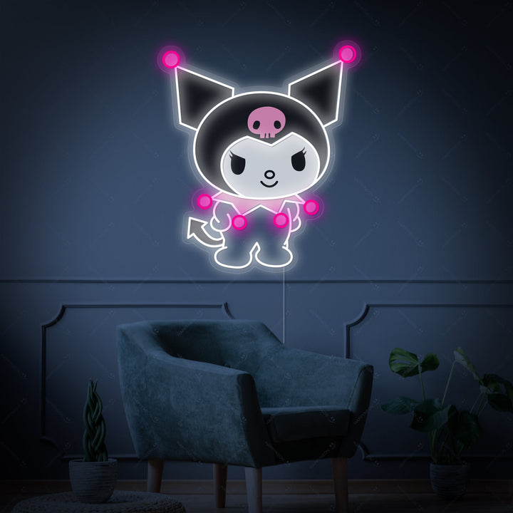 Insegna neon LED personaggio kawaii Kuromi
