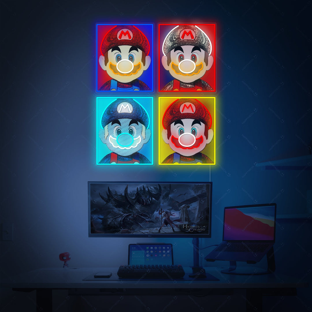 "Mario Video Game Pop Art" Insegna al neon