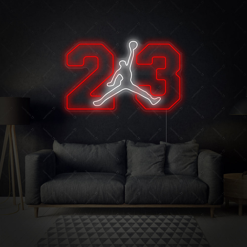 Insegna neon LED Jordan Jumpman 23 rosso e bianco