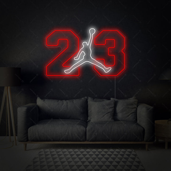 Insegna neon LED Jordan Jumpman 23 rosso e bianco