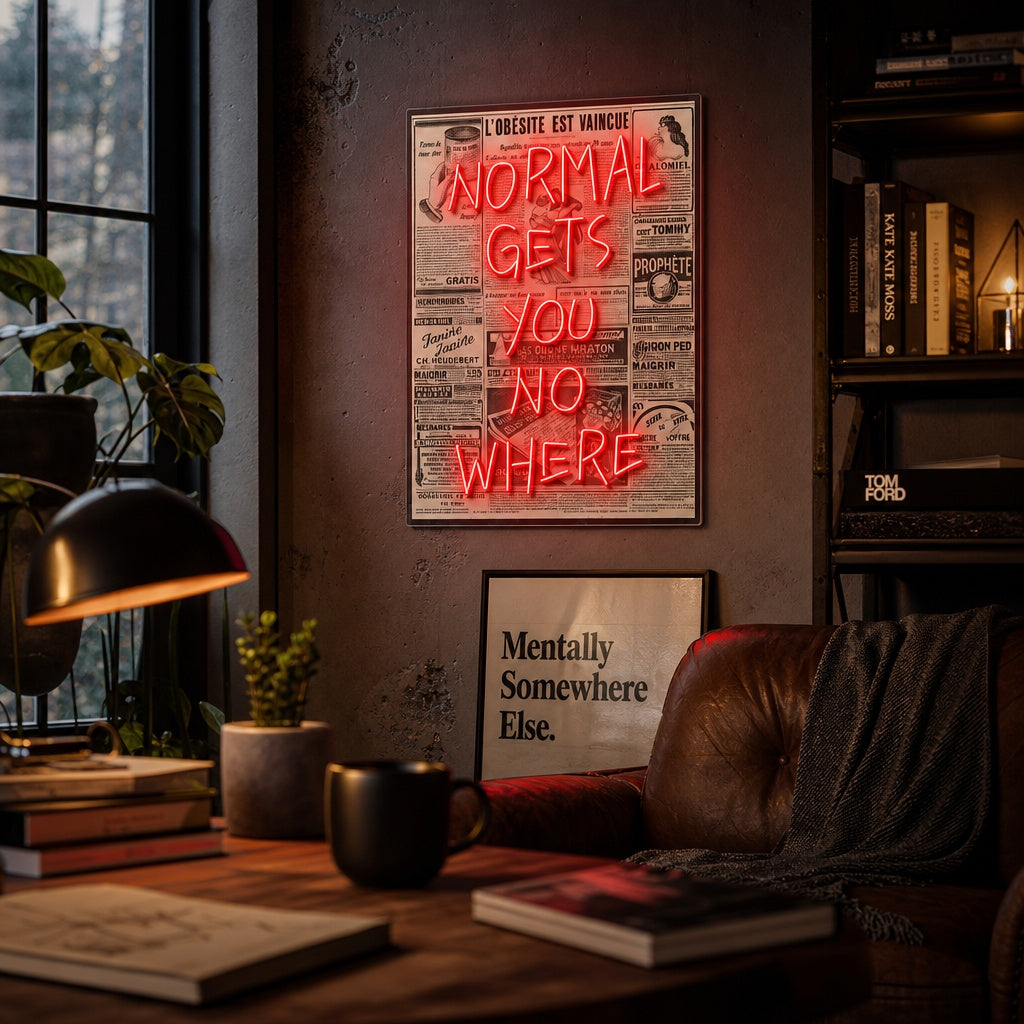 "Normal Gets You Nowhere" Insegna al neon