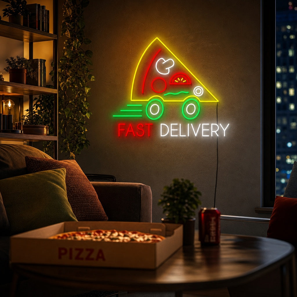 "Pizza Fast Delivery" Insegna al neon