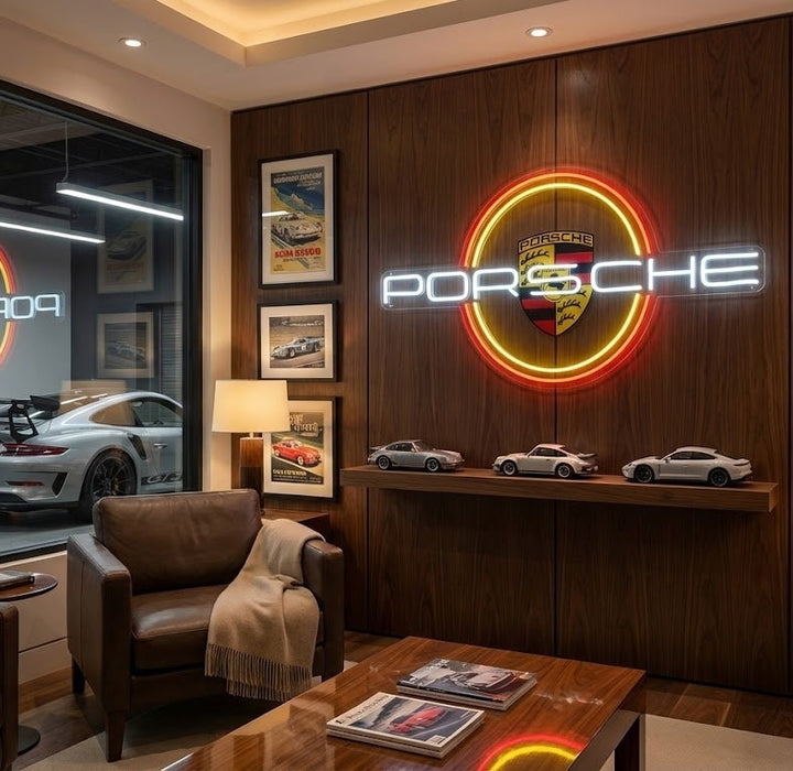 "Logo Porsche con cerchio" Insegna al neon
