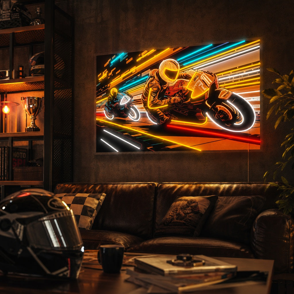 "Moto da corsa" Insegna al neon