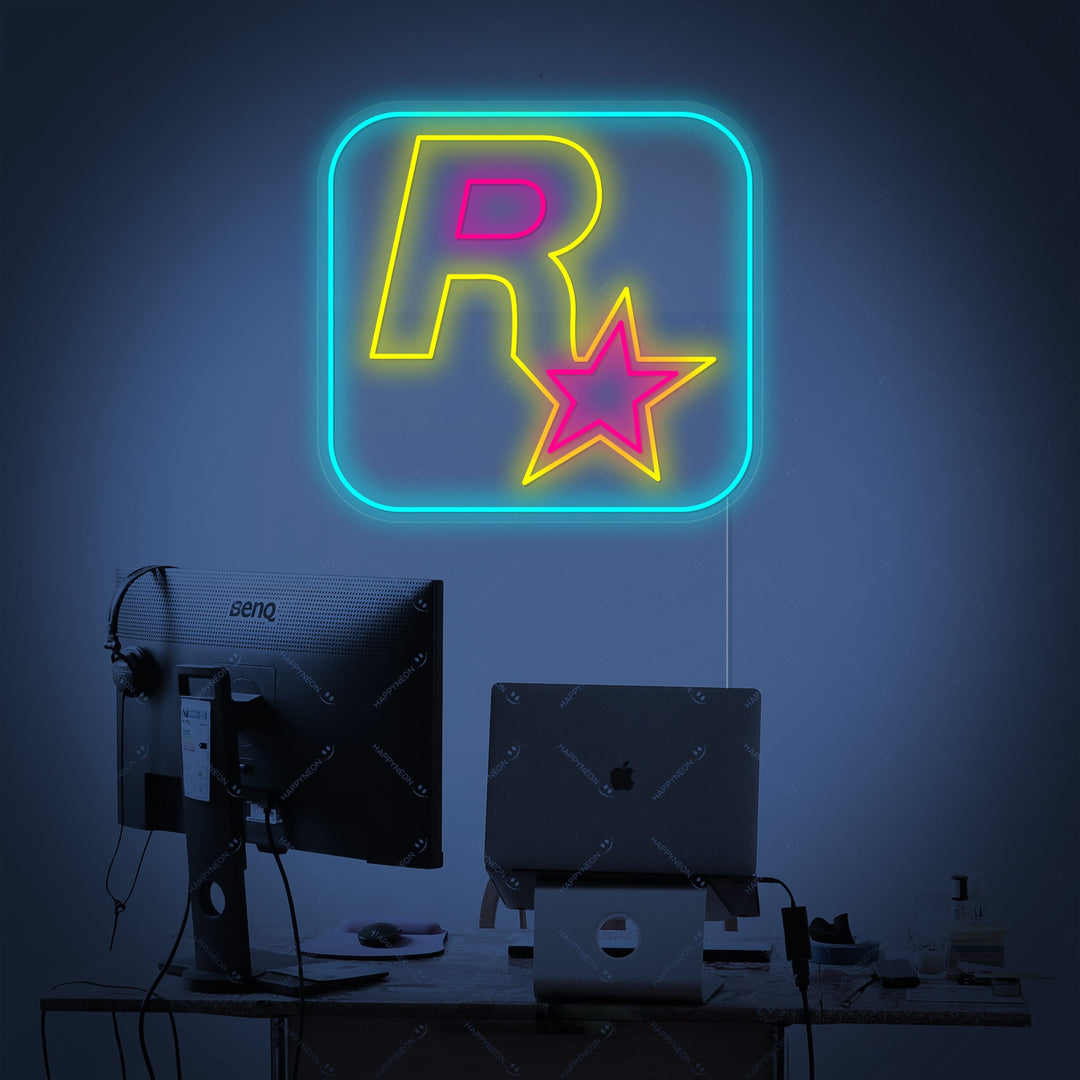 "Logo Rockstar Games" Insegna al neon