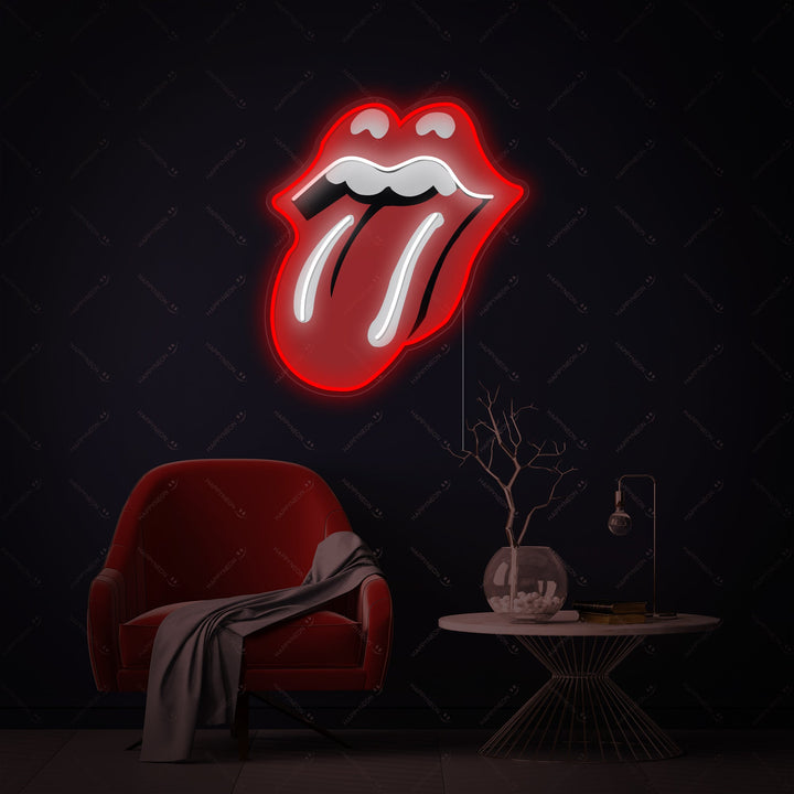 Rolling Stones Tongue Logo neon LED rosso e bianco