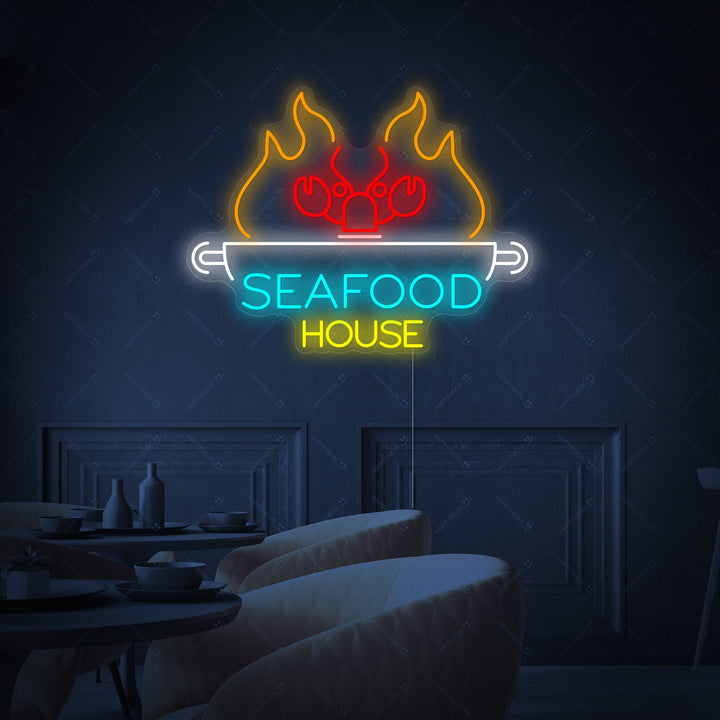 "Seafood House" Insegna al neon