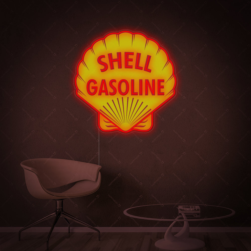 Insegna neon LED del logo Shell Gasoline giallo e rosso