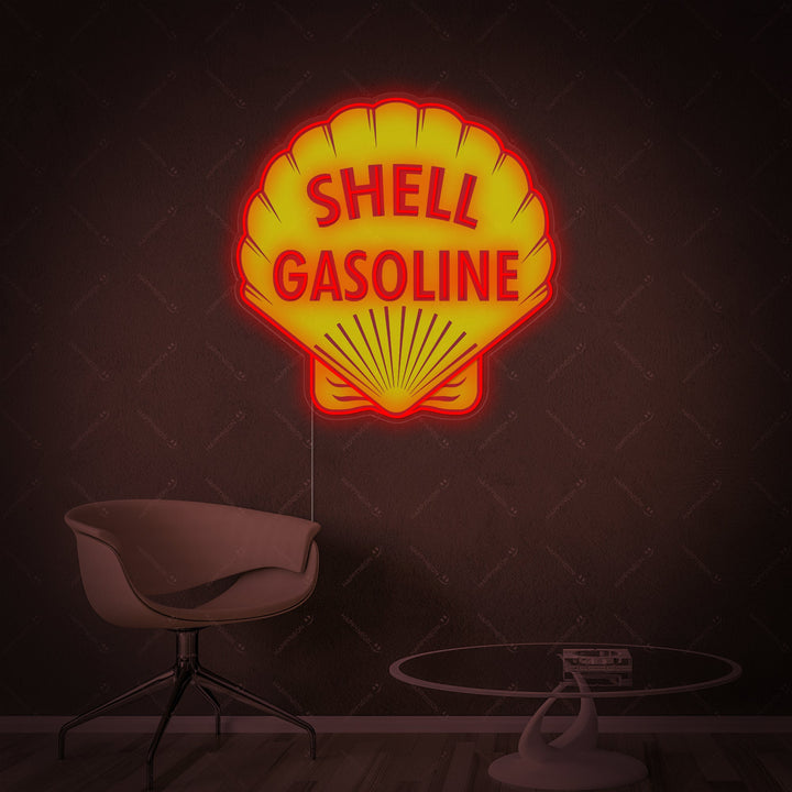 Insegna neon LED del logo Shell Gasoline giallo e rosso