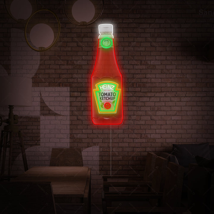 "Bottiglia di ketchup al pomodoro" Insegna al neon
