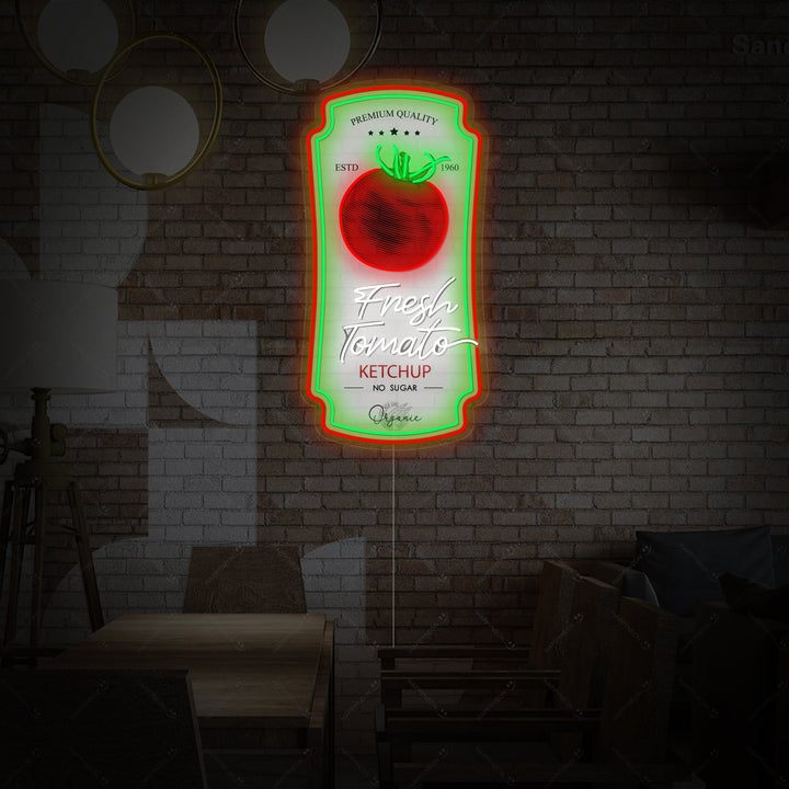 "Salsa Ketchup al Pomodoro Distintivo" Insegna al neon