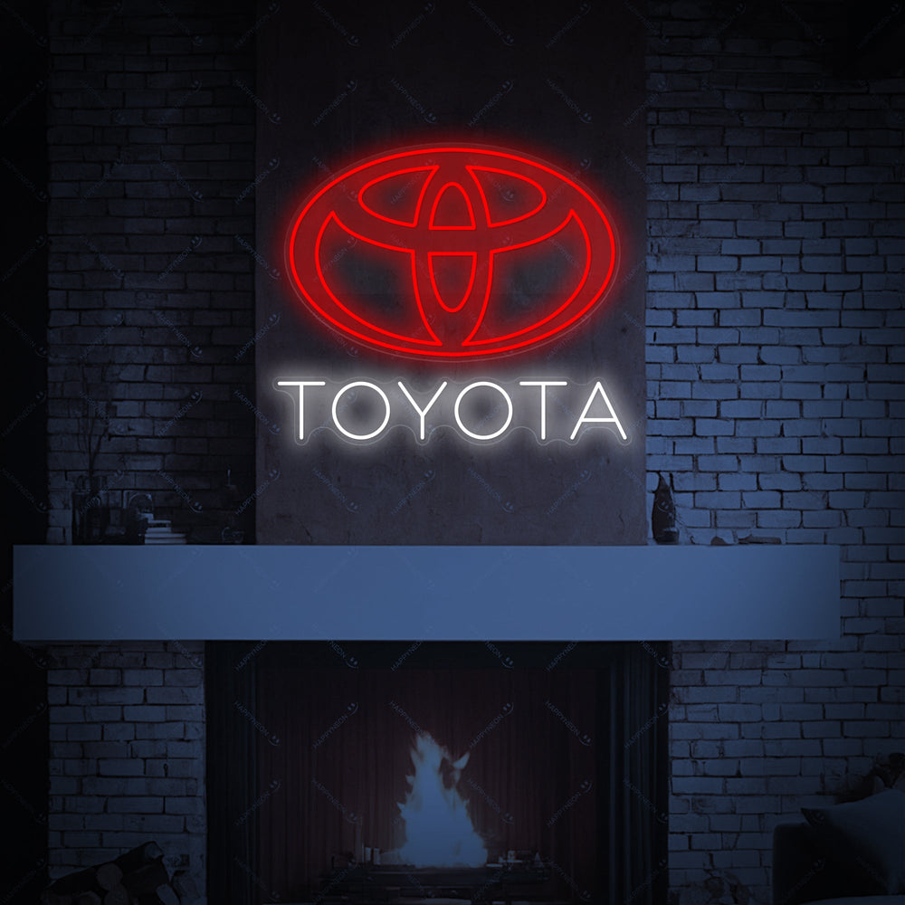 Insegna neon LED del logo Toyota emblema rosso e bianco