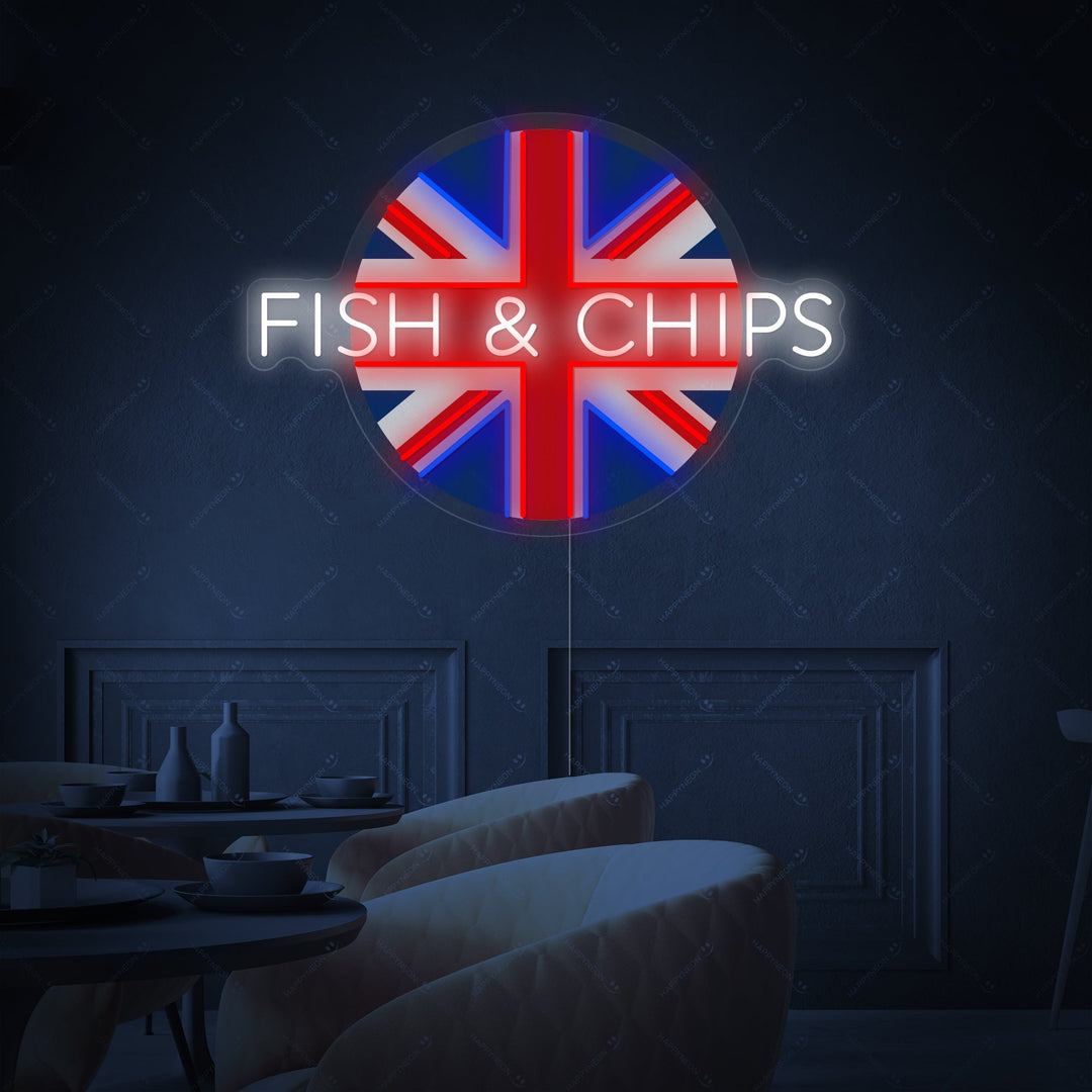 "Uk Fish & Chips" Insegna al neon