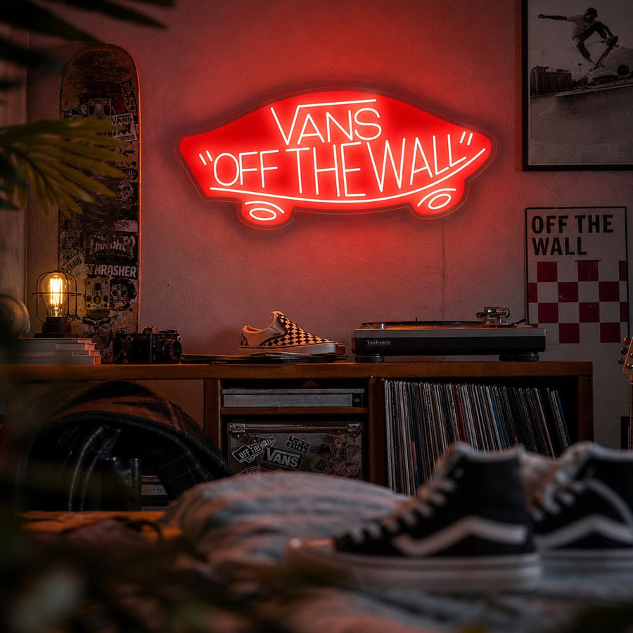Vans Off The Wall Logo neon LED rosso e bianco