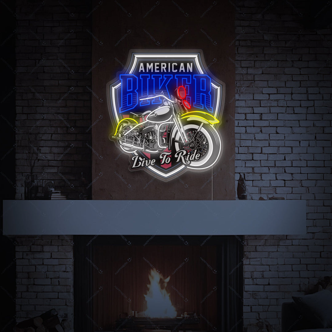 "Emblema di moto d'epoca" Insegna al neon