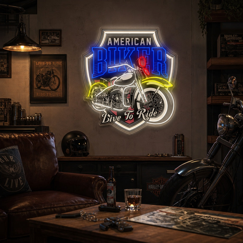 "Emblema di moto d'epoca" Insegna al neon