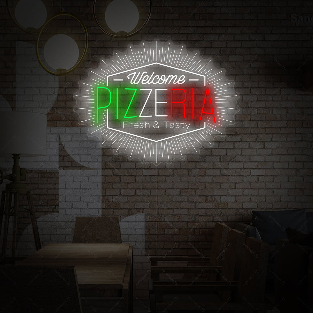 "Welcome Pizzeria" Insegna al neon