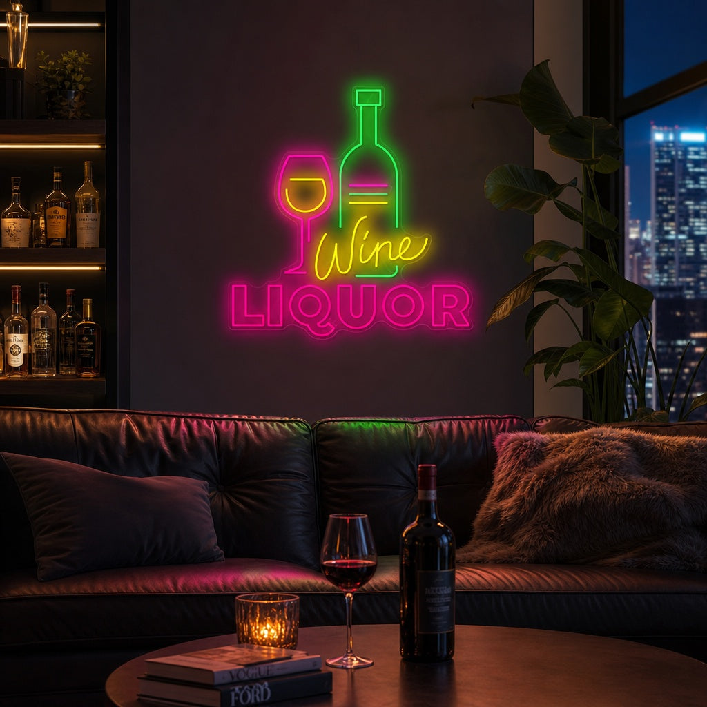 "Wine Liquor" Insegna al neon