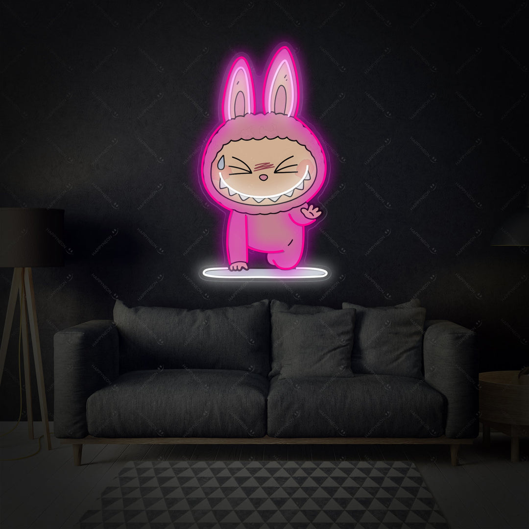 "Yoga Monster Labubu" Insegna al neon