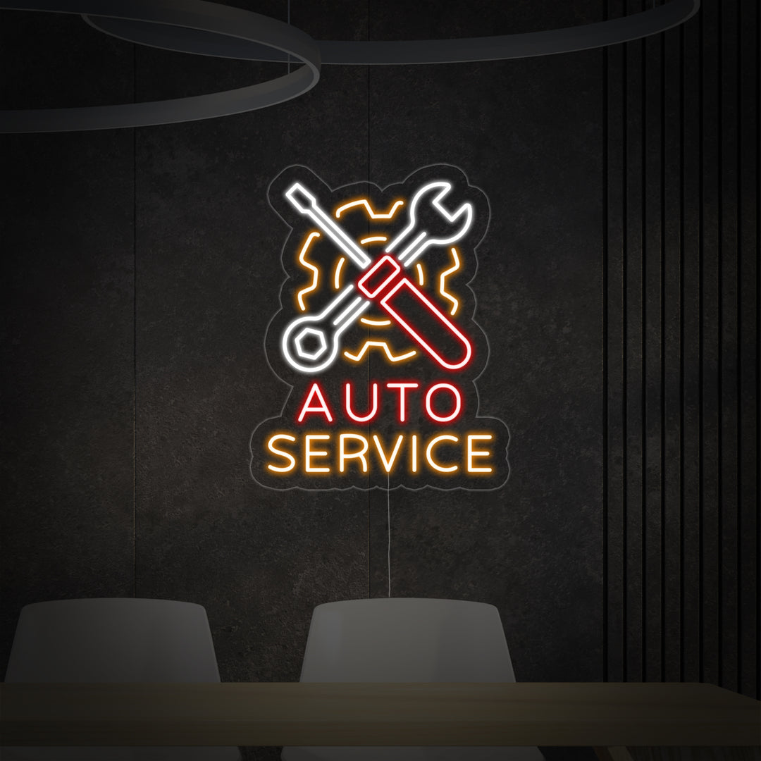 "Auto Service, Logo Di Riparazione Auto" Insegna al neon