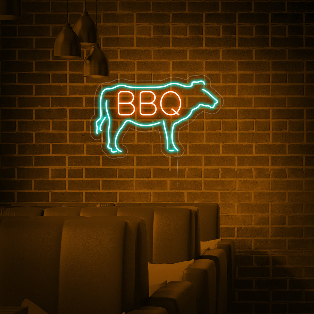 "Mucca, BBQ" Insegna al neon