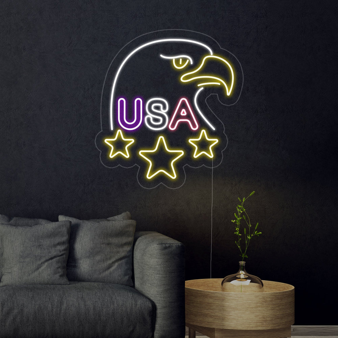 "Aquila Testabianca, USA" Insegna al neon