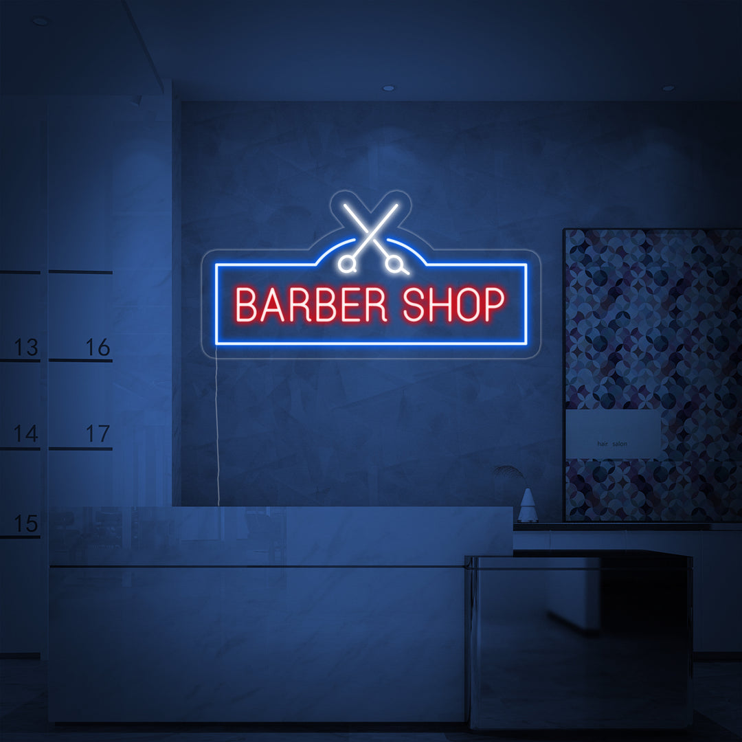 "Barber Shop, Forbici Da Barbiere" Insegna al neon