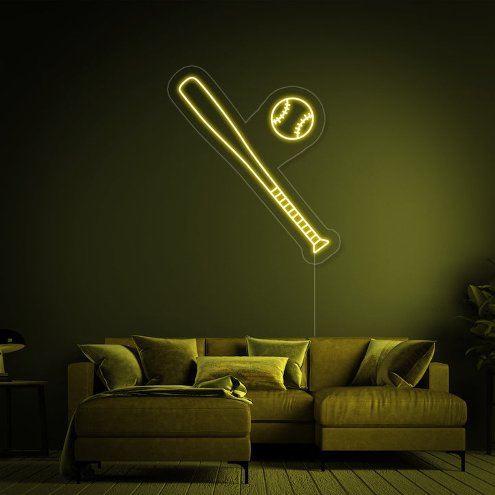 "Mazza Da Baseball Palla" Insegna al neon