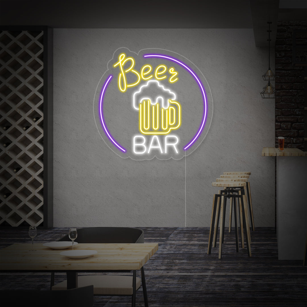 "Beer Bar, Boccale Di Birra, Bar" Insegna al neon