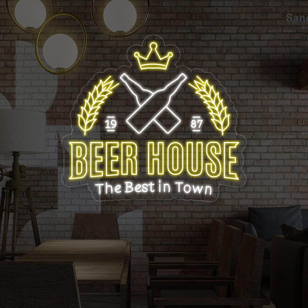 "Beer House The Best In Town" Insegna al neon
