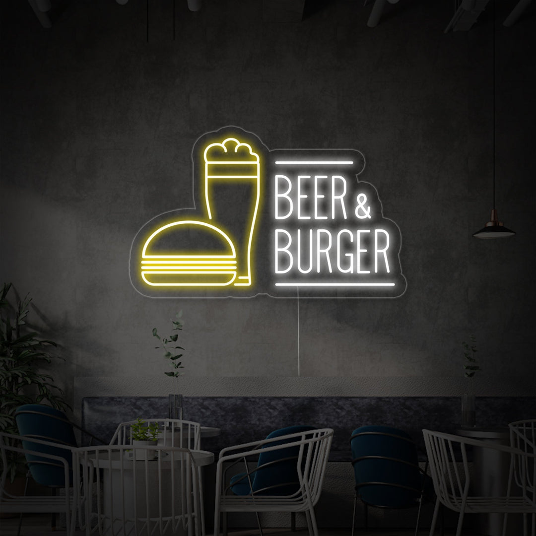 "Beer And Burger" Insegna al neon